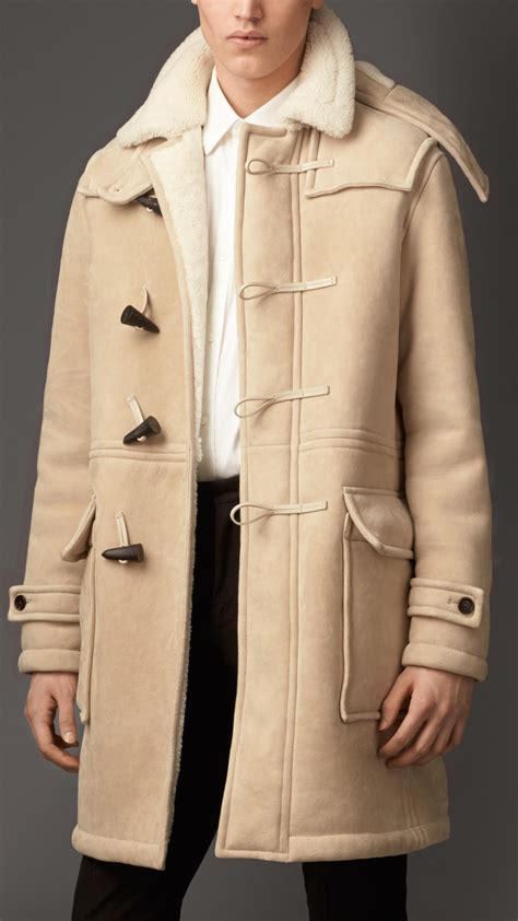 burberry shearling pea coat|burberry men's duffle coat.